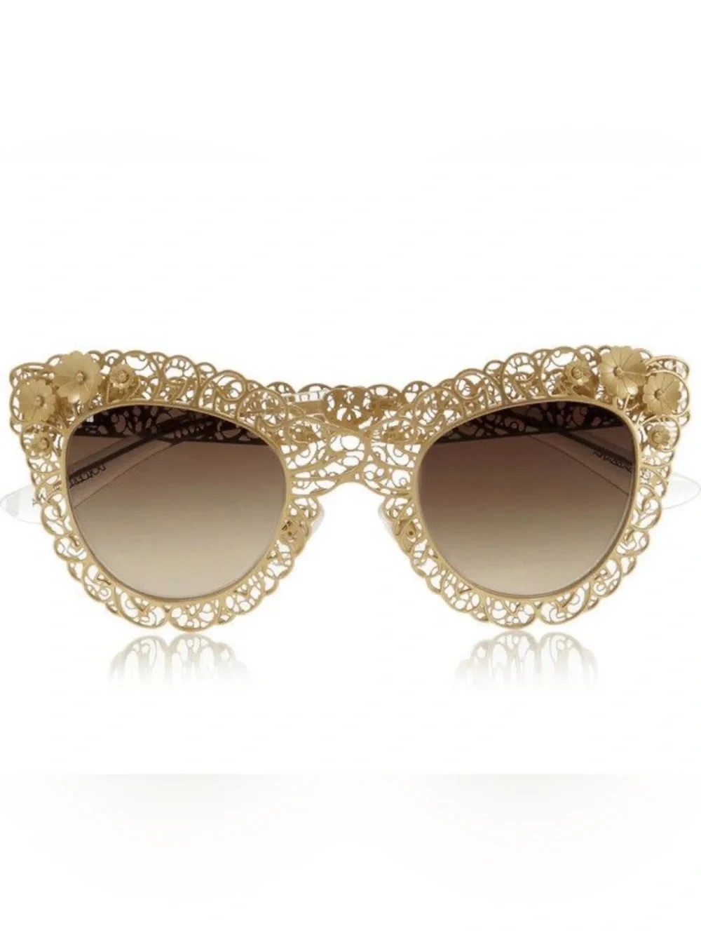 Dolce & Gabbana Filigree Metal Cateye Sunglasses Vintage Gold